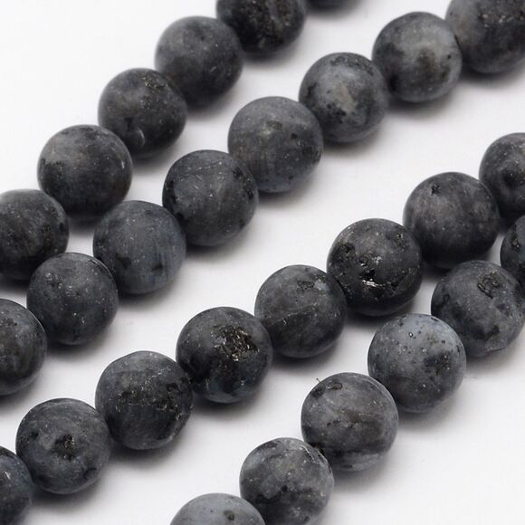 8MM Frosted Larvikite Beads-ONE Gemstone Bead Strand-Jewelry Making Supplies NWT - Picture 1 of 2